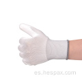 Hespax White PU Pal Palm Cubierto de guantes de trabajo Construcción